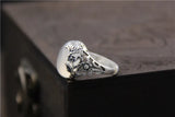 Thai Silver Carved Stone Ring, Natural Stone Pulp