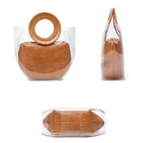 2pcs Set Transparent PVC Jelly Bucket Bag Mother Luggage Women's Handbags