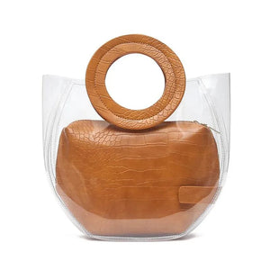 2pcs Set Transparent PVC Jelly Bucket Bag Mother Luggage Women's Handbags