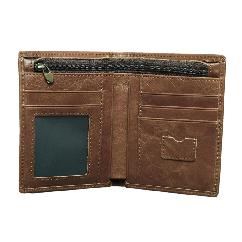 Spring Oil Skin Short Leather Wallet Vintage Short Wallets