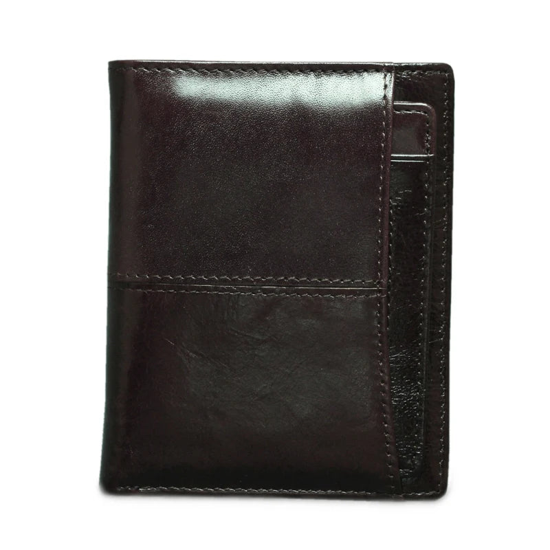 Spring Oil Skin Short Leather Wallet Vintage Short Wallets