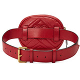 Women Leather Belt Bag Waist Bag Fanny Pack Red Beige