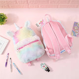 3D Cartoon Unicorn Backpacks Soft Plush Women Bags Girls School Bags