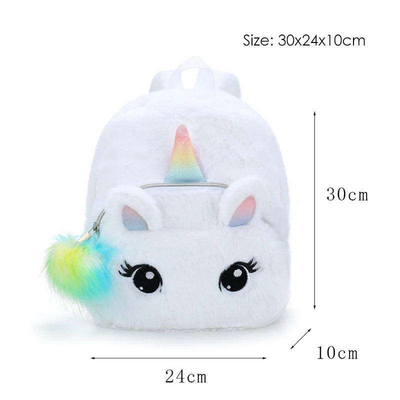 3D Cartoon Unicorn Backpacks Soft Plush Women Bags Girls School Bags