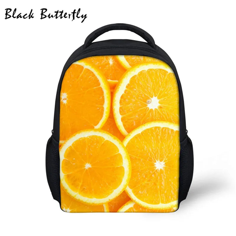 Kids Fruit Pattern School Backpack Orange Book Bag