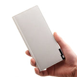 Men's Long Soft Leather Wallet Cross Pattern Ultra-Thin Wallet