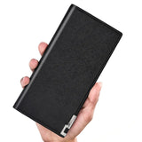 Men's Long Soft Leather Wallet Cross Pattern Ultra-Thin Wallet
