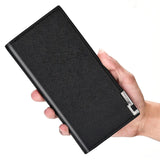 Men's Long Soft Leather Wallet Cross Pattern Ultra-Thin Wallet