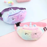 Unicorn Girls Waist Bag Kids Fanny Pack Cartoon Fur Women Belt Bag