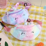 Unicorn Girls Waist Bag Kids Fanny Pack Cartoon Fur Women Belt Bag
