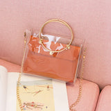 Clear PVC Jelly Women Bucket Bag Small Shoulder Chain Crossbody Messenger