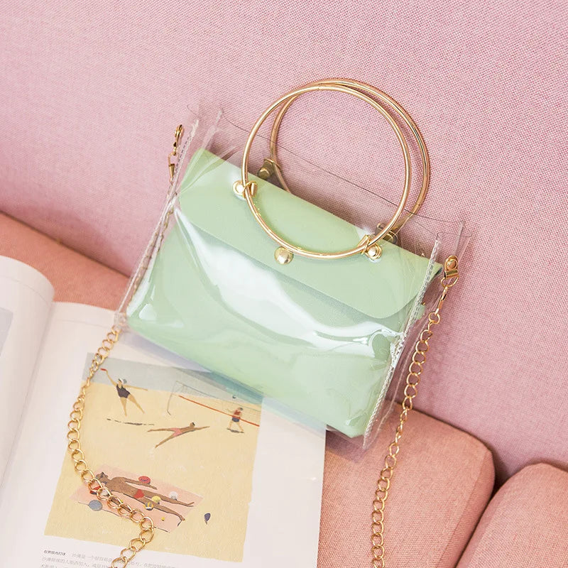 Clear PVC Jelly Small Shoulder Bag Women Chain Crossbody Messenger Bags