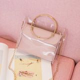 Clear PVC Jelly Women Bucket Bag Small Shoulder Chain Crossbody Messenger