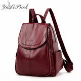 Leather Backpack Women School Bag Teen Girls Retro Travel Bagpack Sac a Dos