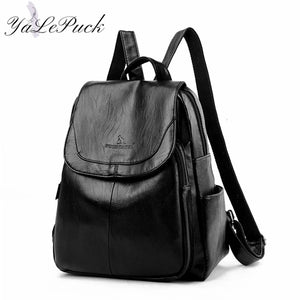 Leather Backpack Women School Bag Teen Girls Retro Travel Bagpack Sac a Dos