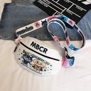 Cartoon Canvas Waist Bag Korea Waist Pack Case Shoulder Bag For Girl