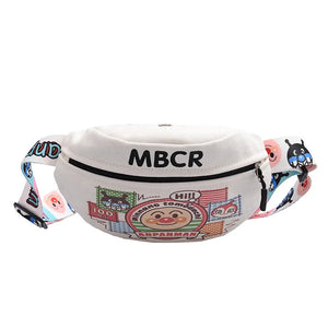 Cartoon Canvas Waist Bag Korea Waist Pack Case Shoulder Bag For Girl