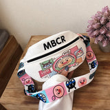 Cartoon Canvas Waist Bag Korea Waist Pack Case Shoulder Bag For Girl