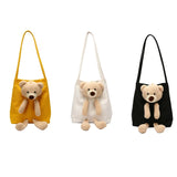 Bear Canvas Shoulder Bag Women Messenger Crossbody Purse