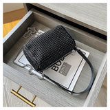 Women's Sparkling PU Leather Shoulder Bag Crossbody Handbag Black/Silver