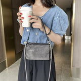 Women's Sparkling PU Leather Shoulder Bag Crossbody Handbag Black/Silver