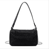 Women's Sparkling PU Leather Shoulder Bag Crossbody Handbag Black/Silver