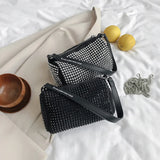 Women's Sparkling PU Leather Shoulder Bag Crossbody Handbag Black/Silver