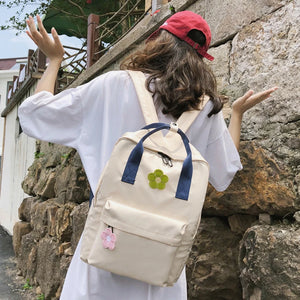 Women Backpack Flower Decoration Teenage Girl School Bag Waterproof