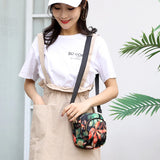 Mini Floral Shoulder Bag Woman Nylon Waterproof Zipper Soft Crossbody Purses