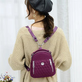 Waterproof Nylon Handle Travel Backpack Plaid Thread Mochila Feminina