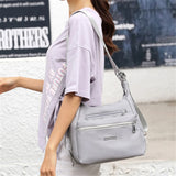 Waterproof Nylon Shoulder Bag Multi-pocket Messenger Bag