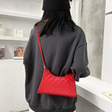 Leather Shoulder Bag Check Pattern Travel Crossbody Pouch Handbag