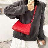 Leather Shoulder Bag Check Pattern Travel Crossbody Pouch Handbag