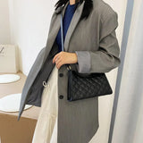 Leather Shoulder Bag Check Pattern Travel Crossbody Pouch Handbag
