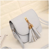 Women Mini Chains Bag Tassel Handbag Flap PU Leather Messenger