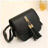 Women Mini Chains Bag Tassel Handbag Flap PU Leather Messenger