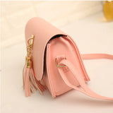 Women Mini Chains Bag Tassel Handbag Flap PU Leather Messenger