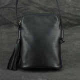 Casual Leather Shoulder Bag Cowhide Women Tassel Mini Messenger Phone Bag
