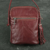 Casual Leather Shoulder Bag Cowhide Women Tassel Mini Messenger Phone Bag