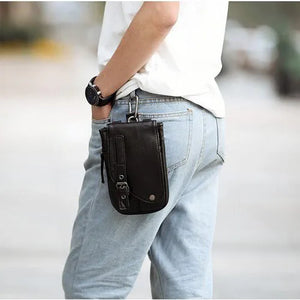 Men Waterproof Leather Waist Pack Zipper Bag Cross-body Handbag