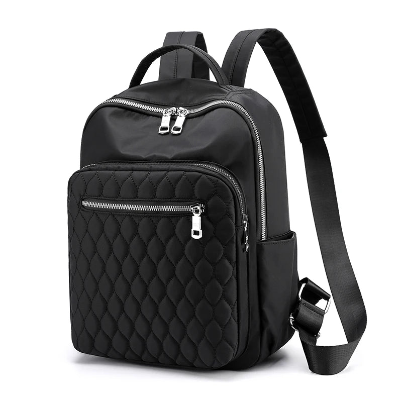 Female Preppy Style Plaid Nylon Backpack Women High Quality Laptop Bags