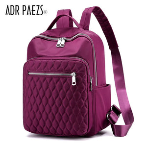 Female Preppy Style Plaid Nylon Backpack Women High Quality Laptop Bags