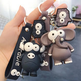 Funny Elephant Key Chain Big Eye Bull Keyring Cartoon Animal Bag Pendant