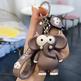 Funny Elephant Key Chain Big Eye Bull Keyring Cartoon Animal Bag Pendant