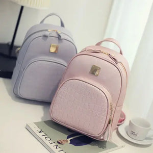 Girls PU Leather Double Shoulder Bag Mini Backpack