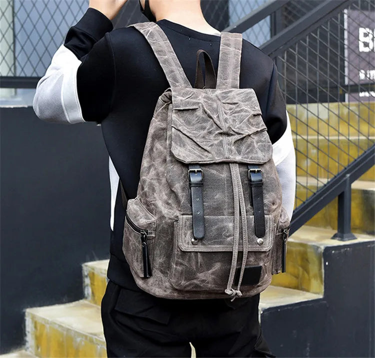 Hasp Vintage Ribbon Canvas Streetwear Backpack