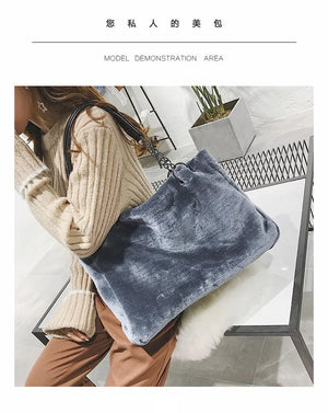 Hot Ladies Plush Handbags Large Capacity Pure