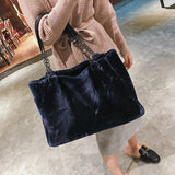Hot Ladies Plush Handbags Large Capacity Pure