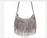Women Tassel Zipper Cross Body Bag Faux Fur Shoulder Bag