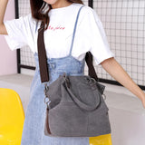 Kvky Large Pocket Canvas Casual Tote Bag for Women